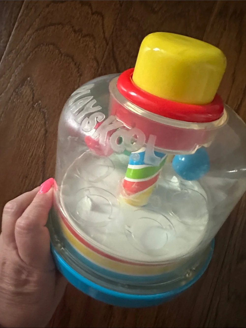 Fisher-Price Push-and-Pop Popper Toy with Yellow Top and Blue Base